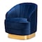 Baxton Studio Fiore Royal Blue Velvet Upholstered Gold Finished Swivel Accent Chair 161-10397 - alternate 1